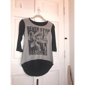 2B BEBE Embellished Baseball T-Shirt Women’s M Black & Gray